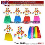 Hawaiian Grass Skirt flower Hula Lei Wristband Garland Fancy Dress Costume