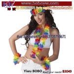 HAWAIIAN FANCY DRESS FLOWER LEI NECKLACE GARLAND HEADBAND HULA PARTY COSTUME SET