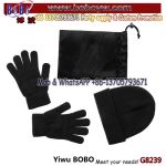 Polyester acrylic cap and gloves set in matching colour case promotion products