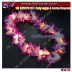 Light Up LED Hawaiian Flower leis Garland Necklace Party Hawaii Beach Fun