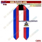 Custom Uniform Scarf Printed Silk and Polyester Formal Stripes Bespoke Logo Brand Label Satin Twill Scarf