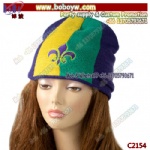 Mardi Gras Fleur de Lis Knit Hat