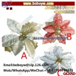 Christmas Artifical Flowers Glitter Poinsettia for Christmas Tree Ornaments Fake Flower Decoration