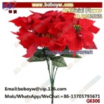 Red Poinsettia Christmas tree Indoor interior of Christmas tree with flowers