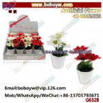 Christmas 3 Heads Flocked Poinsettia Flowers Christmas Ornament