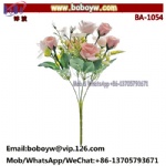 4 shrubs 12 inch artificial silk bride bouquet, pink gold, synthetic flowers