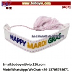 Mardi Gras letter Embroidery Bracelets texts Charm Fabric Friendship Woven Name Letters Handmade Embroidery Crown Jewelry